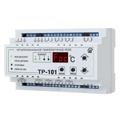 температурное реле, 4 независимых канала режимы (нагрев/охлаждение), индикация. ТР-101 NTTR10100