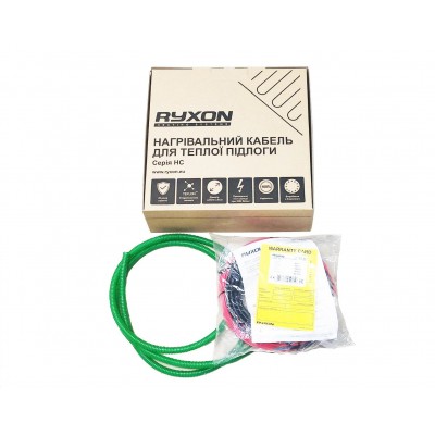 ⚡Нагрівальний кабель двожильний Ryxon 0.5-0.6м², 100Вт, 5м.п., 20Вт\м.п., TEFLON® (HC-20-05)