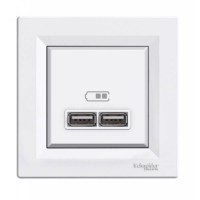 ⚡USB-розетка Asfora Schneider Electric 2.1 A 2 входа белая (EPH2700221) ⚡USB-розетка Asfora Schneider Electric 2.1 A 2 входа белая (EPH2700221)