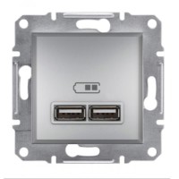 ⚡USB розетка Asfora 2.1 A (2 входи) алюміній (EPH2700261) ⚡USB розетка Asfora 2.1 A (2 входи) алюміній (EPH2700261)