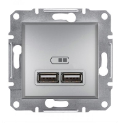USB розетка Schneider Electric серия Asfora 2.1 A (2 входа) алюминий (EPH2700261)
