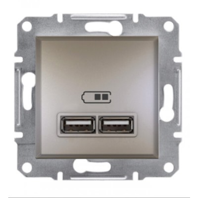 Механизм USB-розетки Asfora 2.1 A (2 входа) бронза (EPH2700269)
