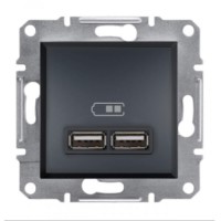 ⚡USB-розетка Asfora 2.1 A (2 входа) антрацит (EPH2700271)