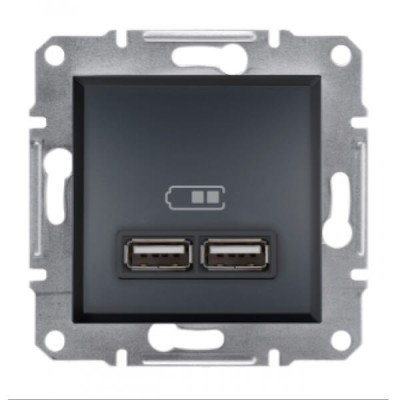 USB-розетка Asfora 2.1 A (2 входи) антрацит (EPH2700271)