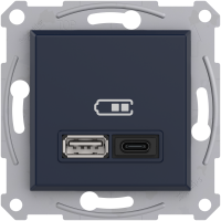⚡USB розетка А+С 3 А 45 Вт антрацит Asfora Schneider Electric (EPH2700471)