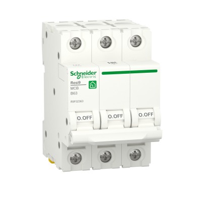 Автоматичний вимикач Schneider Electric серії Resi9 63А, 3P, В, 6кА (R9F02363)