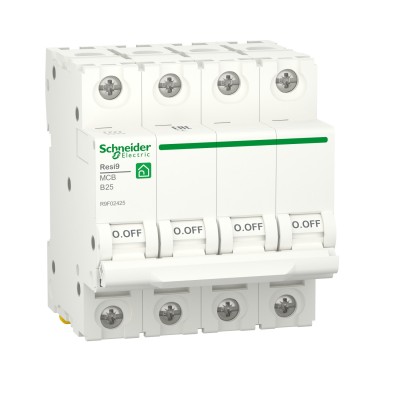 Автоматичний вимикач Schneider Electric серії Resi9 25А, 4P, В, 6кА (R9F02425)