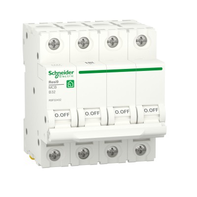 Автоматичний вимикач Schneider Electric серії Resi9 32А, 4P, В, 6кА (R9F02432)