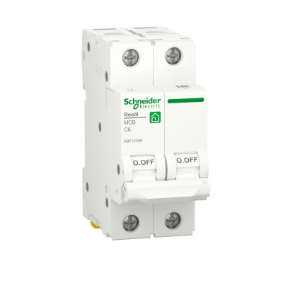 Автоматичний вимикач Resi9 Schneider Electric 6А, 2P, С, 6кА (R9F12206)