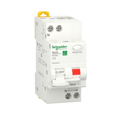 Диференційний автоматичний вимикач RESI9 25 А, 30 мA, 1P+N, 6кA, крива С, тип АС (R9D25625)