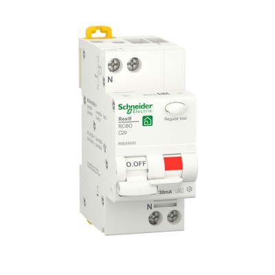 Диференційний автоматичний вимикач RESI9 20 А, 30 мA, 1P+N, 6кA, крива С, тип А (R9D55620)