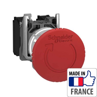 Кнопка аварийной остановки Schneider Electric XB4-B, красная, металлическое основание, 1NC XB4BS8442