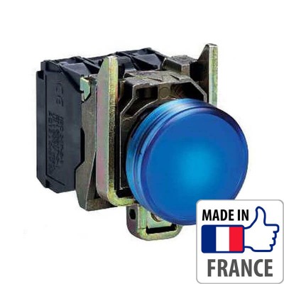 Кнопка с подсветкой Schneider Electric XB4-B, синий светодиод, металлическое основание, 1NO/1NC, 24В XB4BW36B5 