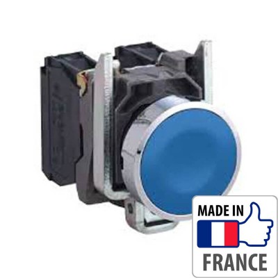Кнопка с пружинным возвратом Schneider Electric XB4-B, синяя, металлическое основание, 1NO XB4BA61