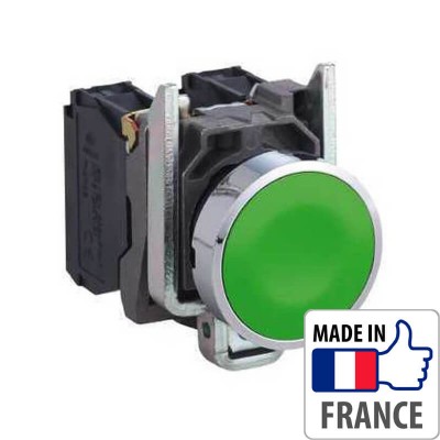 Кнопка с пружинным возвратом Schneider Electric XB4-B, зеленая, металлическое основание, 1NO XB4BA31