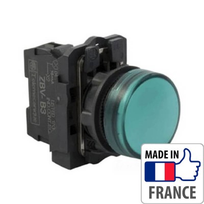 Кнопка з підсвічуванням Schneider Electric XB5-A, зелений світлодіод, пластик. основа, 1NO/1NC, 230-240В XB5AW33M5