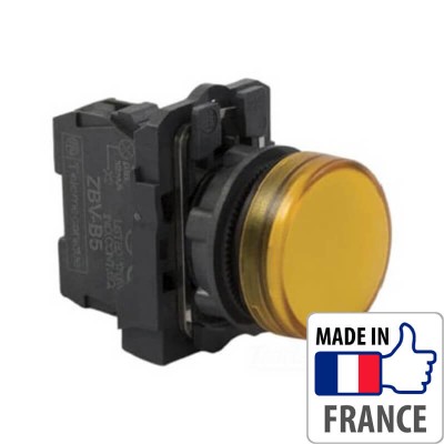 Кнопка з підсвічуванням Schneider Electric XB5-A, жовтий світлодіод, пластик. основа, 1NO/1NC, 230-240В XB5AW35M5