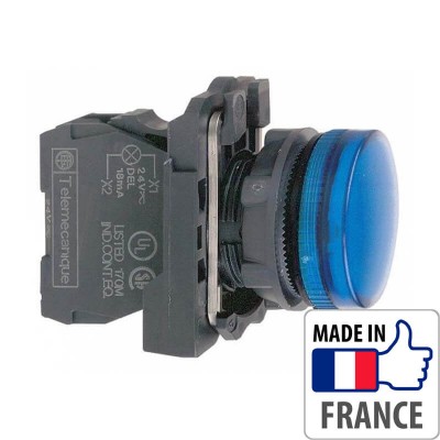 Кнопка з підсвічуванням Schneider Electric XB5-A, синій світлодіод, пластик. основа, 1NO/1NC, 24В XB5AW36B5