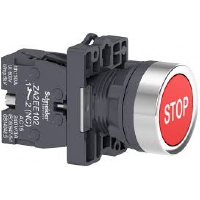 Кнопка XA2 пружинная поворотная, красная с "STOP", 1НЗ Schneider Electric  XA2EA4342