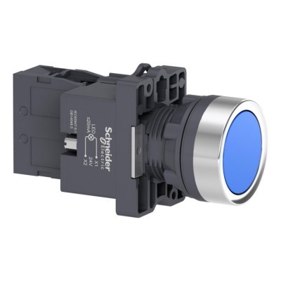 Кнопка с подсветкой, LED, 24В, синяя, 1НО Schneider Electric  XA2EW36B1