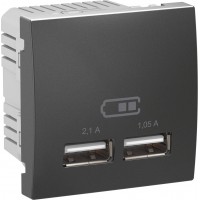 USB-розетка Unica 2.1 A (2 входи). Колір "Графіт" (MGU3.418.12)