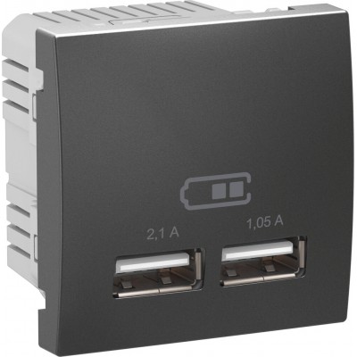 USB-розетка Unica Schneider Electric 2.1 A (2 входи). Колір "Графіт"