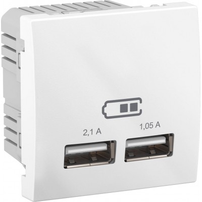 USB-розетка Unica Schneider Electric 2.1 A (2 входи), Біла