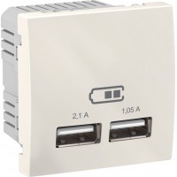 ⚡USB-розетка Unica 2.1 A (2 входа), цвет "Слоновая кость" (MGU3.418.25)
