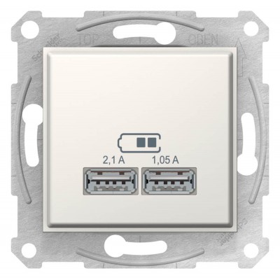 USB-розетка Sedna Schneider Electric 2.1 A (2 входи). Колір "Алюміній"