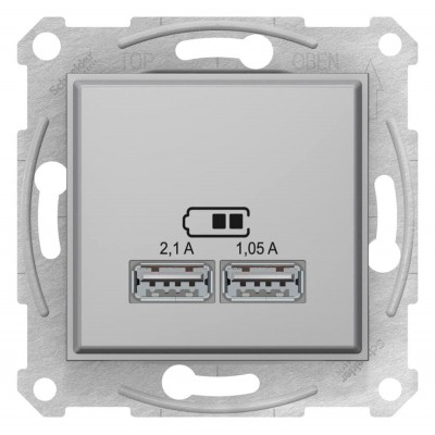 USB-розетка 2,1 А серії Sedna Schneider Electric (2 входи). Колір "Титан"