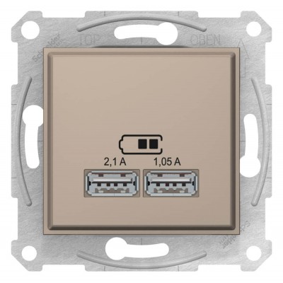 USB-розетка 2.1 А Sedna Schneider Electric (2 входи). Колір "Слонова кістка"
