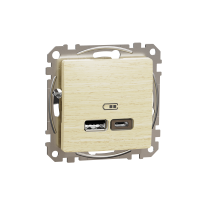 ⚡Двойная USB-розетка типа А+С береза Sedna Design & Elements (SDD180402)