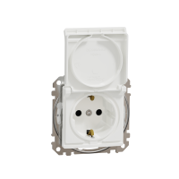 ⚡Розетка з заземленням, кришкою та шторками IP44 біла Sedna Design & Elements (SDD211024)