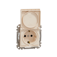 ⚡Розетка с заземлением, крышкой и шторками IP44 бежевая Sedna Design & Elements (SDD212024)