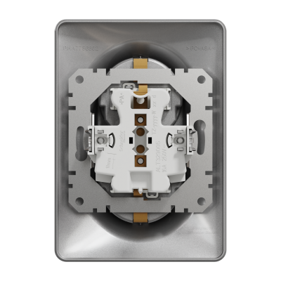 Двойная розетка с заземлением со шторками алюминий Sedna Design (SDD313221)