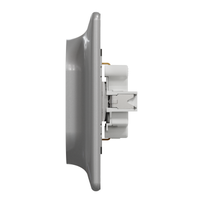 Двойная розетка с заземлением со шторками алюминий Sedna Design (SDD313221)
