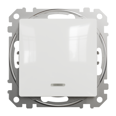 Одноклавішний вимикач з LED підсвіткою білий Sedna Design & Element (SDD111101L)