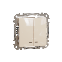 ⚡Двоклавішний вимикач з синьою LED підсвіткою бежевий Sedna Design & Elements (SDD112105L)