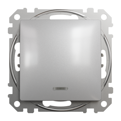 Одноклавишный переключатель с подсветкой алюминий Sedna Design & Element (SDD113106L)
