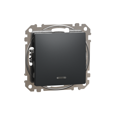 Одноклавішний вимикач з LED підсвіткою чорний Sedna Design & Element (SDD114101L)