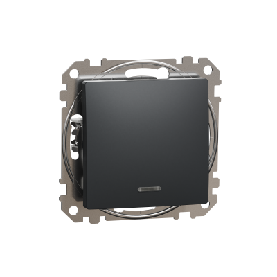 Одноклавішний перемикач з підсвіткою чорний Sedna Design & Element (SDD114106L)