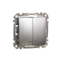 ⚡Двухклавишный выключатель с синей LED подсветкой матовый алюминий Sedna Design & Elements (SDD170105L) ⚡Двухклавишный выключатель с синей LED подсветкой матовый алюминий Sedna Design & Elements (SDD170105L)