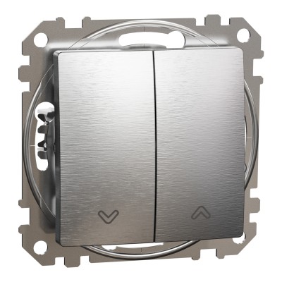 Кнопочный выключатель для жалюзи с электронной блокировкой матовый алюминий Sedna Design & Element (SDD170114)