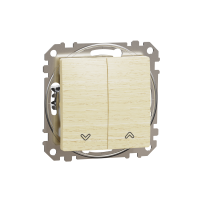Кнопочный выключатель для жалюзи с электронной блокировкой береза Sedna Design & Element (SDD180114)