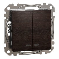 ⚡Двухклавишный выключатель с синей LED подсветкой венге Sedna Design & Elements (SDD181105L)