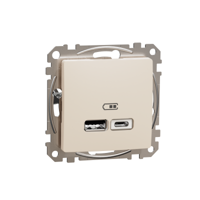 USB розетка тип A+C 2,4A бежевая Sedna Design Schneider Electric (SDD112402)