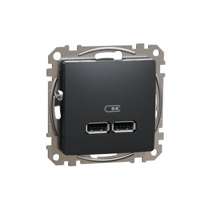 USB розетка тип A+A 2,1A черная Sedna Design Schneider Electric (SDD114401)