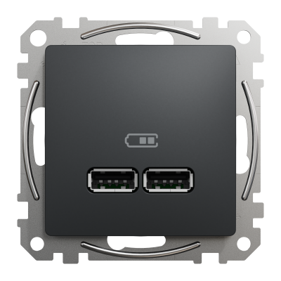 USB розетка тип A+A 2,1A чорна Sedna Design Schneider Electric (SDD114401)