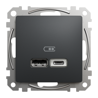 USB розетка тип A+C 2,4A черная Sedna Design Schneider Electric (SDD114402)