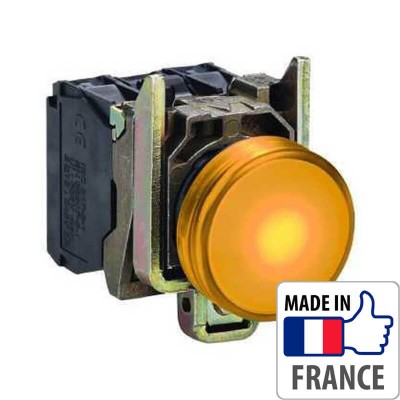 Сигнальная лампа со встроенным светодиодом Schneider Electric XB4-B, желтая, металлическое основание, 230-240В XB4BVM5 